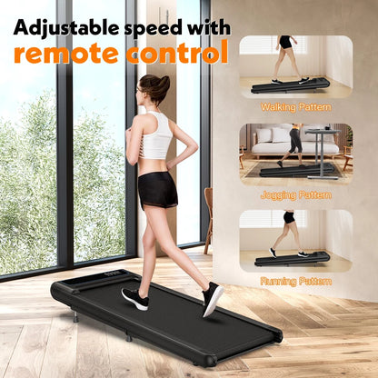 Walking Pad Treadmill, AI Voice Control, 2.5 HP under Desk Treadmill, Quiet Portable Treadmill for Home Office,Black Blue