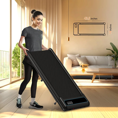 Walking Pad Treadmill, AI Voice Control, 2.5 HP under Desk Treadmill, Quiet Portable Treadmill for Home Office,Black Blue