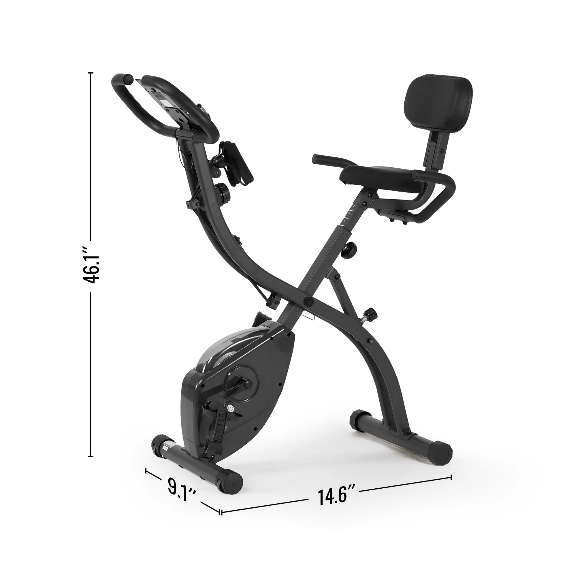 3 in 1 Exercise Bike Quiet Folding Magnetic Stationary Exercise Bikes with Arm Resistance Bands Home Workout Use