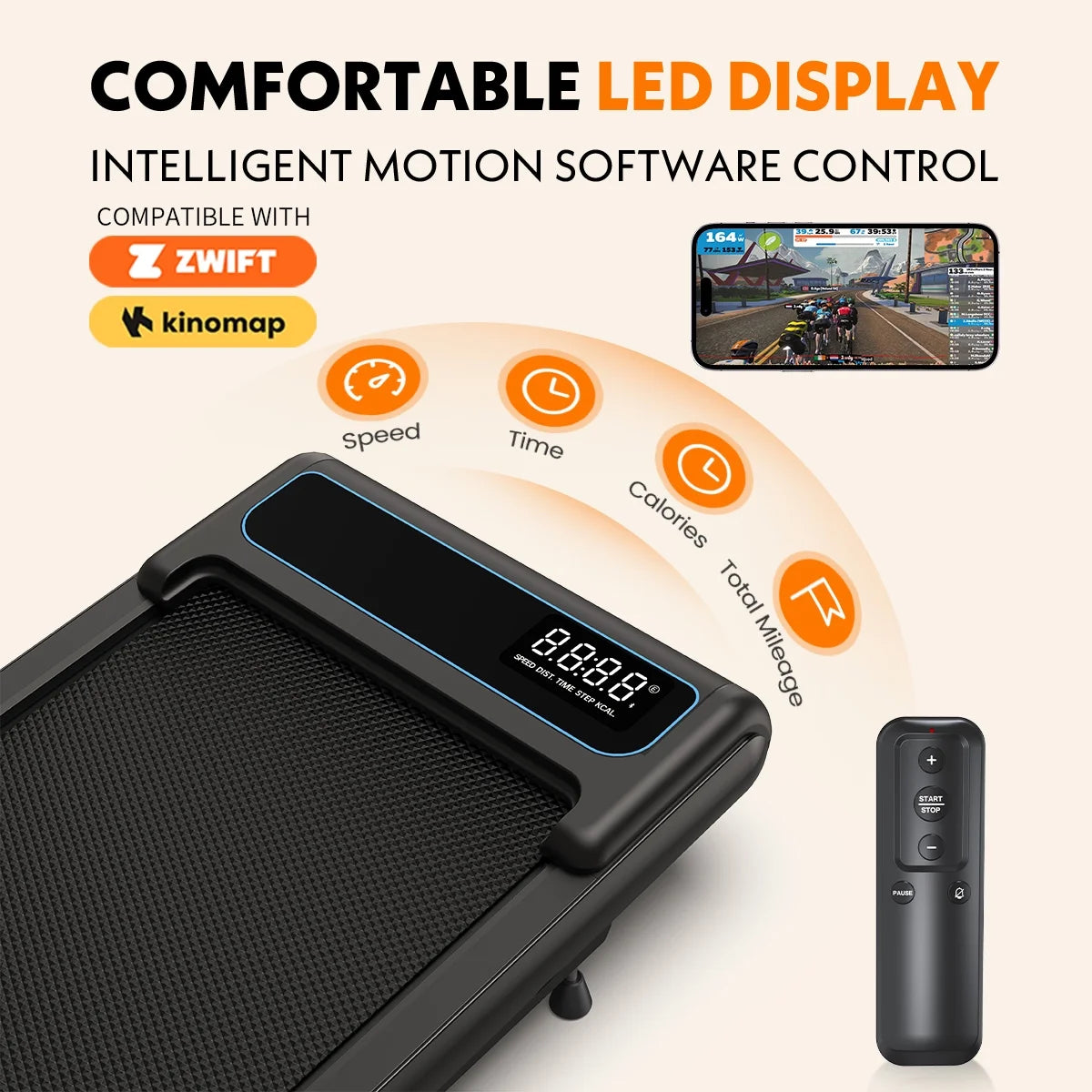 Walking Pad Treadmill, AI Voice Control, 2.5 HP under Desk Treadmill, Quiet Portable Treadmill for Home Office,Black Blue