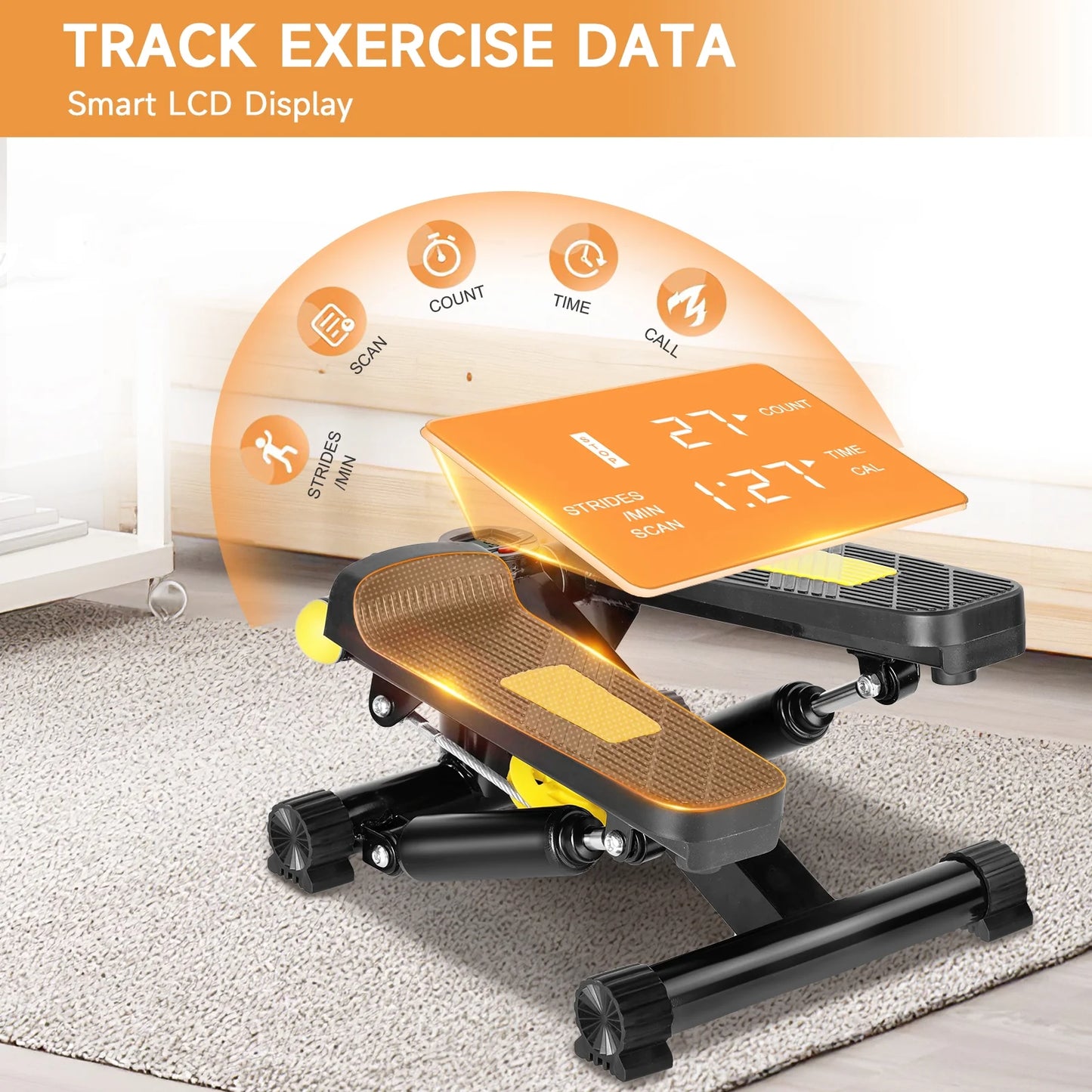 Stair Stepper for Exercises, Mini Stair Stepper , Digital Monitor, Adjustable Stride Height for Low-Impact Cardio Suitable for Full Body Workout